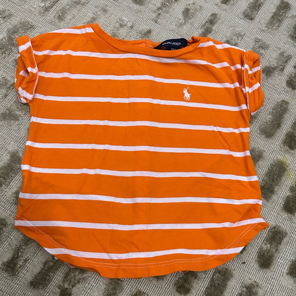 Ralph Lauren Orange and White Striped Kids Shirt 4T NWOT